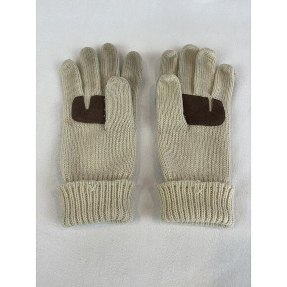 Vintage Suede And Knit Gloves Mittens Beige Cream Brown - Picture 8 of 10